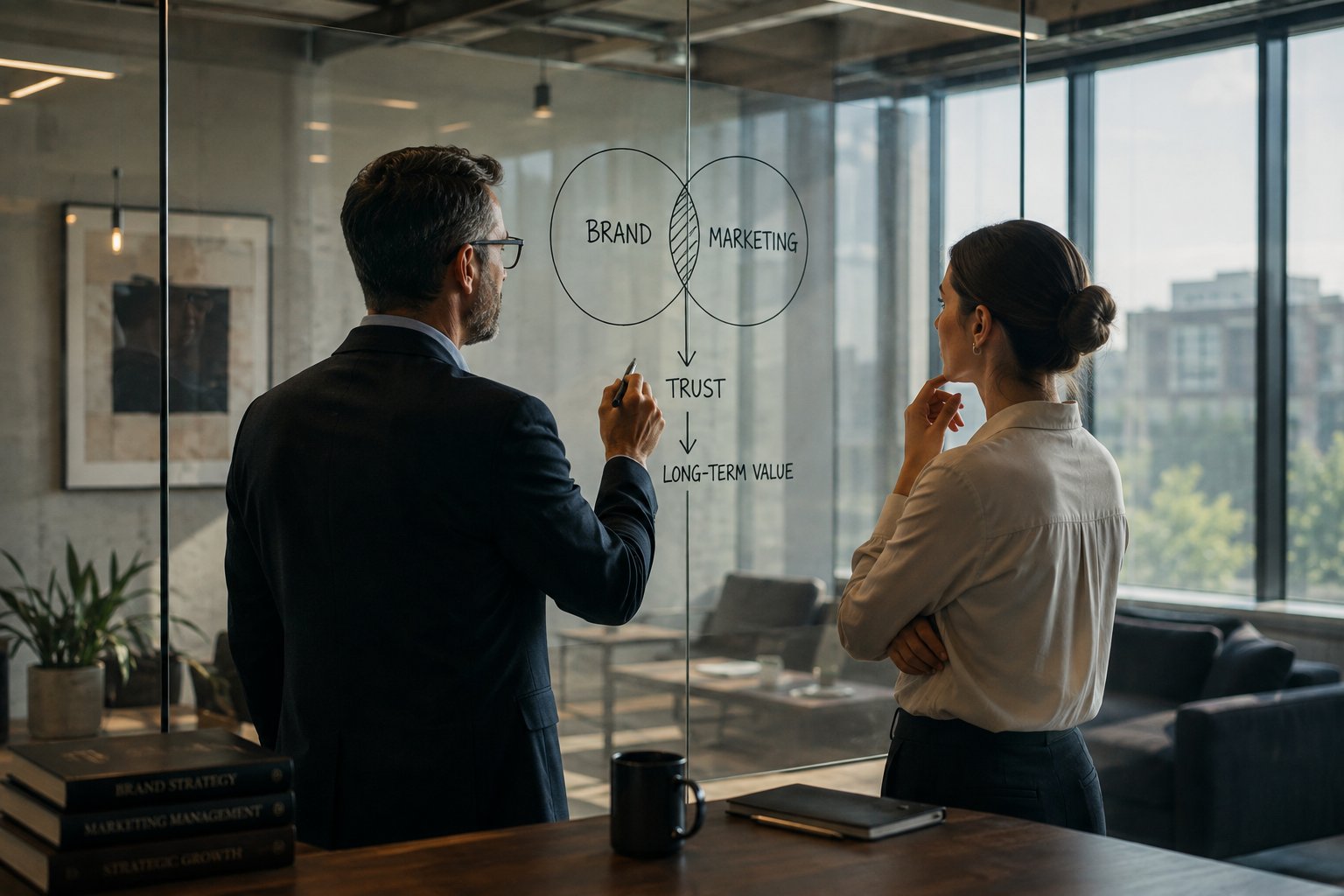 Brand and marketing overlap to build trust, which compounds into long-term value